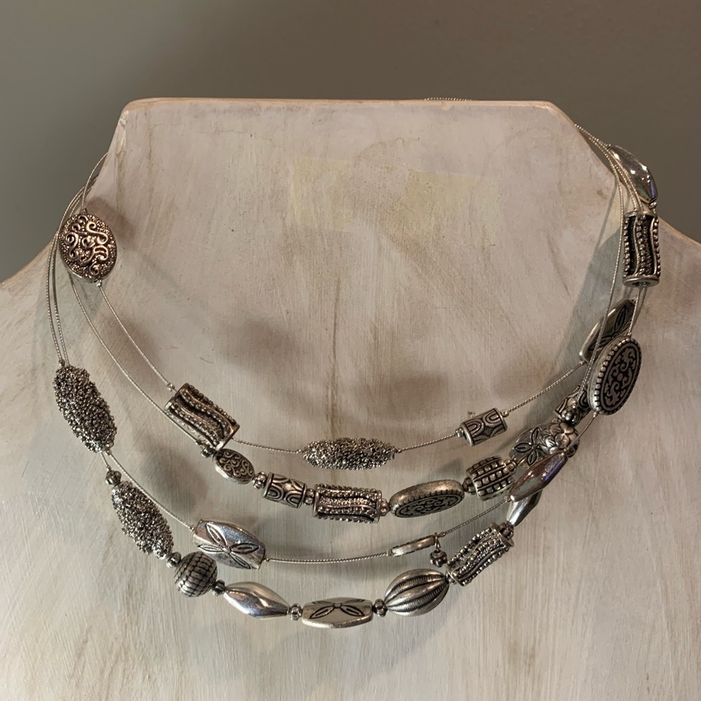 Elegant Silver Multi-Strand Necklace